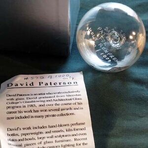 STERLING SILVER & HANDBLOWN GLASS BALL by DAVID PATERSON, NUMBERED LIMITED EDITI
